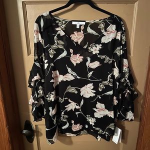 Fever Floral Sheer Blouse XL NWT